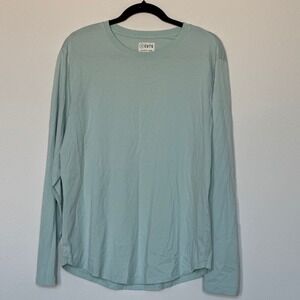 Cuts Curve Hem Long Sleeve T Shirt Mens XL Light Green Pima Cotton